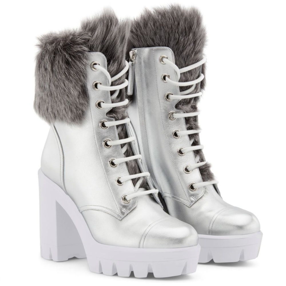 Shearling Trimmed Combat Boots